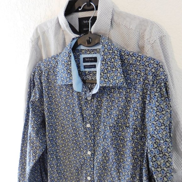 Lot of 2 Sedyrak Dress Shirt Regular Fit Long Sleeve Button Down Business Casual - Picture 4 of 13